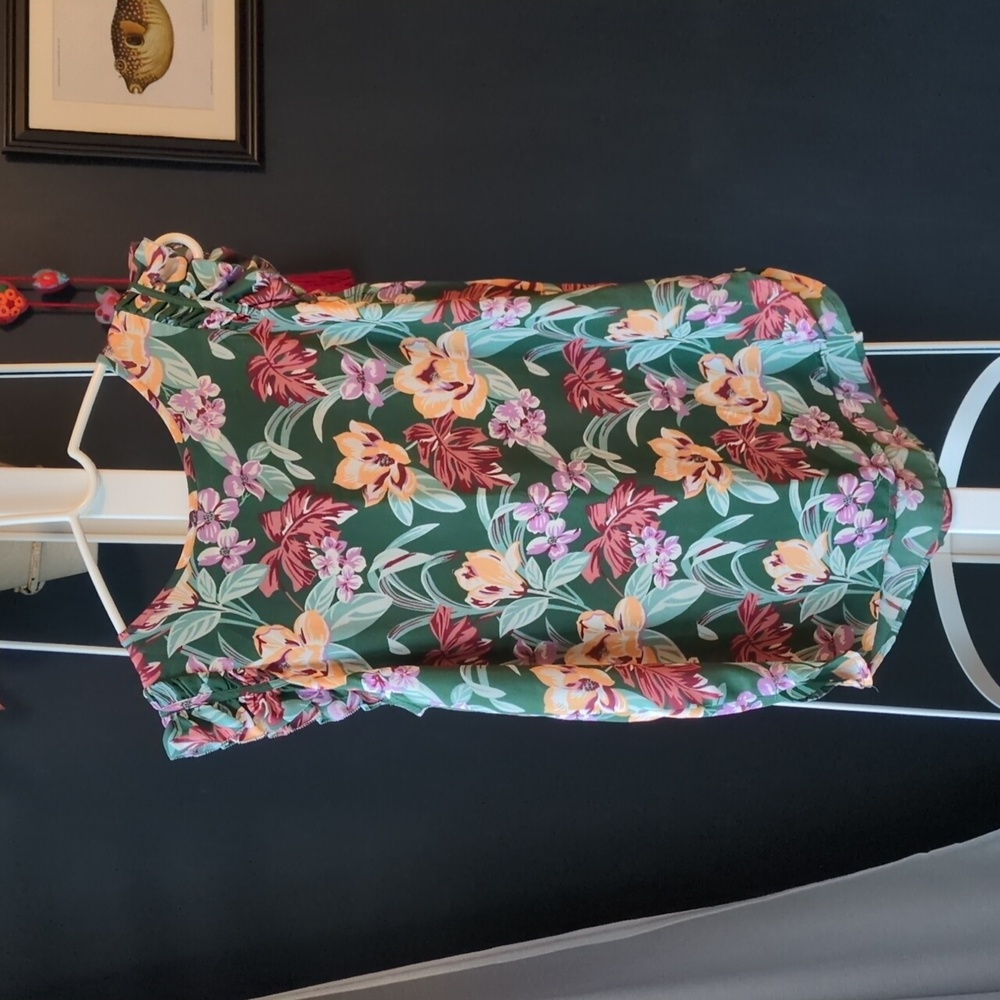 Loft Flutter Sleeve Blouse Tropical